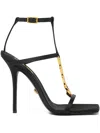 Versace V2025 Chain Metallic Sandals 105 Mm In Black