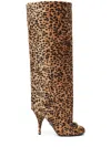 Versace Leopard Opera Bow Knee-high Boots 105 Mm In Neutrals