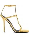 Versace V2025 Chain Metallic Leather Sandals In Gold