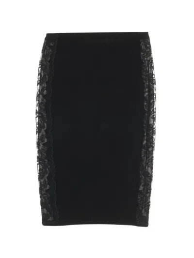 Pre-owned Versace 10s Lace-detail Skirt In Black