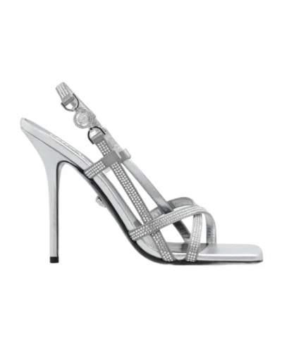 Versace 110mm Medusa Head Sandals In Gray
