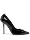 Versace 110mm Patent-finish Leather Pumps In Black