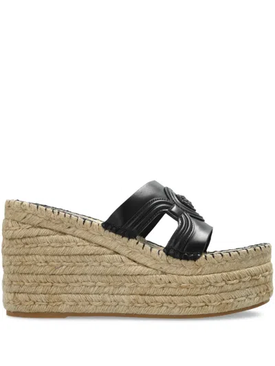 Versace 115mm Medusa Wedge Sandals In Black