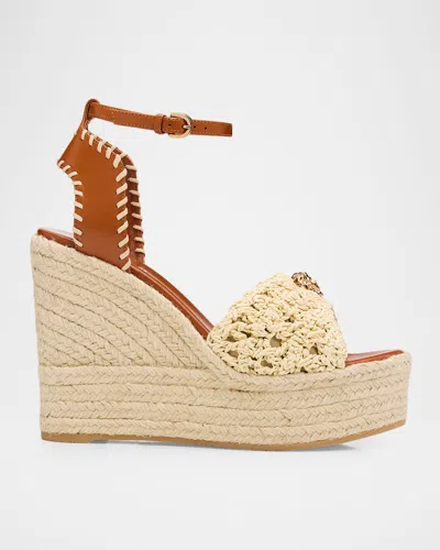 Versace 120mm La Medusa Espadrille Platform Sandals In Neutral
