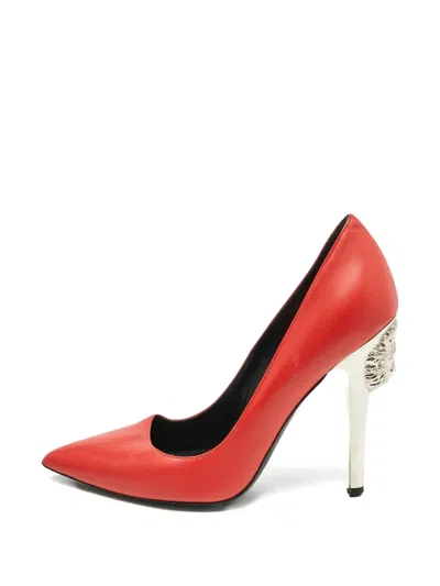 Pre-owned Versace 120mm Medusa Pointed-toe Heeled Pumps In Red
