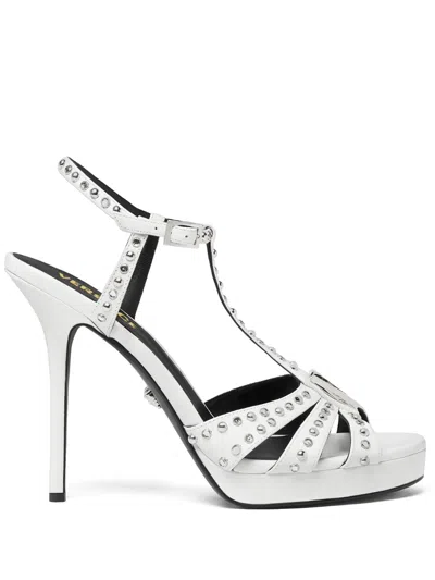 Versace 120mm Studded Platform Sandals In White