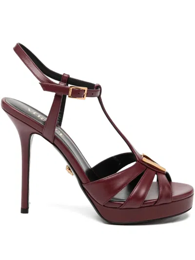 Versace 120mm V Sandals In Burgundy