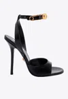 VERSACE 125 SAFETY-PIN PATENT LEATHER SANDALS