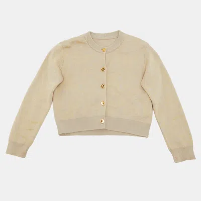 Pre-owned Versace Kids Beige/gold Barocco Jacquard Knit Cardigan 4 Yrs