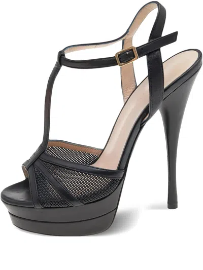 Pre-owned Versace 130mm T-bar Sandals In Black