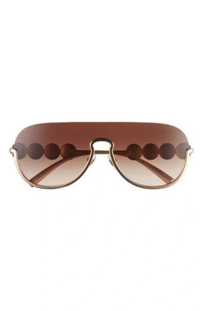 Versace 138mm Pilot Shield Sunglasses In Gold/ Brown Gradient