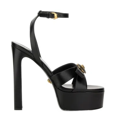 Versace 140mm Gianni Ribbon Sandals In Black