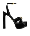 Versace Medusa Velvet Platform Sandals In Black
