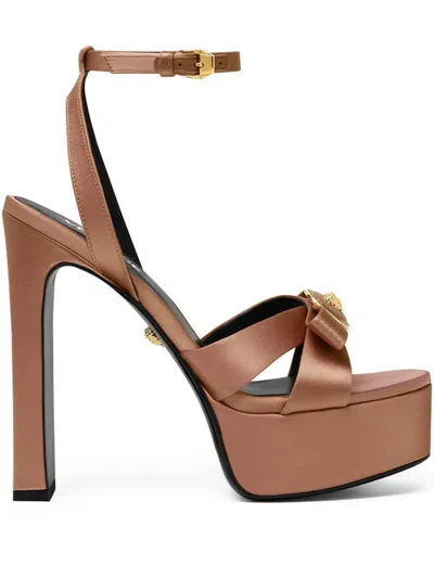 Versace 140mm Gianni Ribbon Sandals In Brown