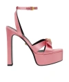 Versace 140mm Gianni Ribbon Satin Sandals In Pink