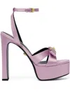 Versace Gianni Ribbon Satin Sandals 140 Mm In Purple