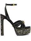 Versace 140mm La Medusa Platform Studded Sandals In Black