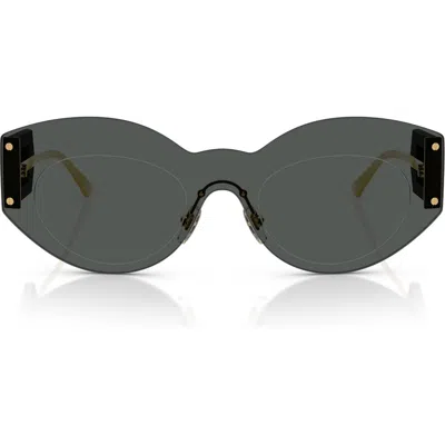 Versace 144mm Small Round Rimless Sunglasses In Dark Grey