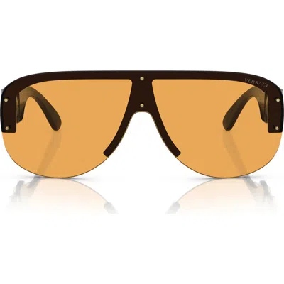 Versace 148mm Shield Sunglasses In Brown