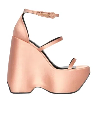 Versace 160mm Satin Wedge Sandal In Pink