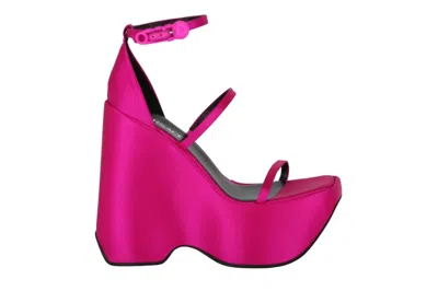 Pre-owned Versace 160mm Triplatform Sandals Hot Pink (women's)