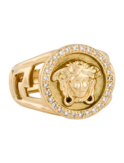 Pre-owned Versace 18k Diamond Medusa Cocktail Ring In Multi