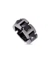 Versace 18k White Gold Black Ceramic Ring In Metallic