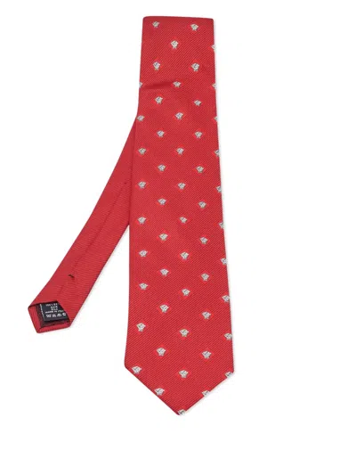 Pre-owned Versace 1900 Medusa Head Silk Tie In Red