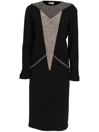 Pre-owned Versace 1970s Panelled Dress In Black