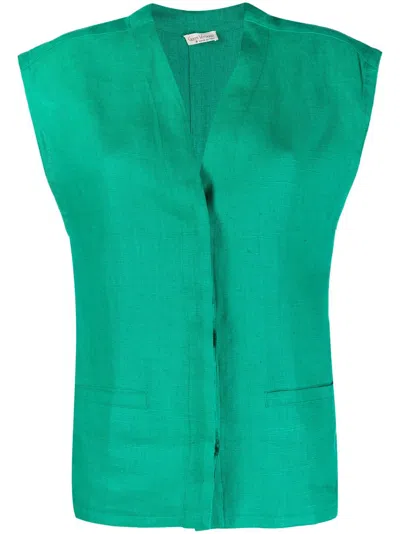 Pre-owned Versace 1970s V-neck Vest In Green