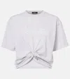 Versace 1978 Re-edition Logo Cotton Crop Top In Grey