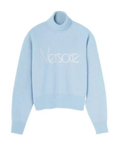 Versace 1978 Re-edition Logo-embroidered Jumper In Blue