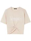 Versace Cropped T-shirt With Twist Detail And Safety Pin Logo