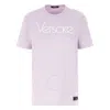 Versace Loose Fit Cotton T-shirt In Purple/white