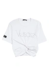 Versace Crystal-embellished Cropped T-shirt In White