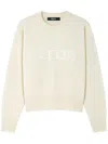 Versace Logo Embroidered Knitted Sweater In White