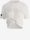 Versace Cotton Cropped T-shirt Front Drape In White