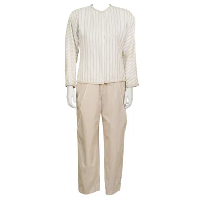 Pre-owned Versace 1980's Gianni  Summer Suit In Sand