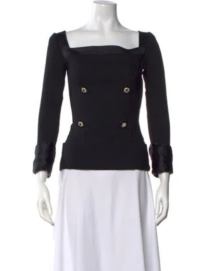 Pre-owned Versace 1980's Square Neckline Top In Black