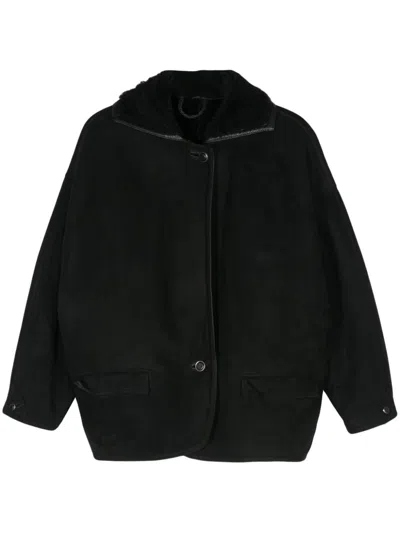 Pre-owned Versace 1980's Suede Coat In Black