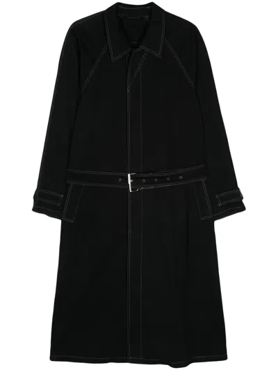 Pre-owned Versace 1980s Belted Single-breasted Coat In Black