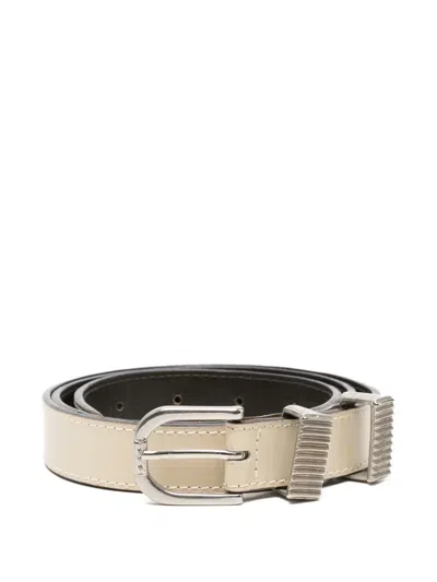Pre-owned Versace 1980s Buckle Leather Belt In Neutral