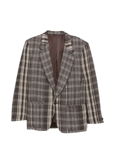 Pre-owned Versace 1980s Check-pattern Blazer In Brown