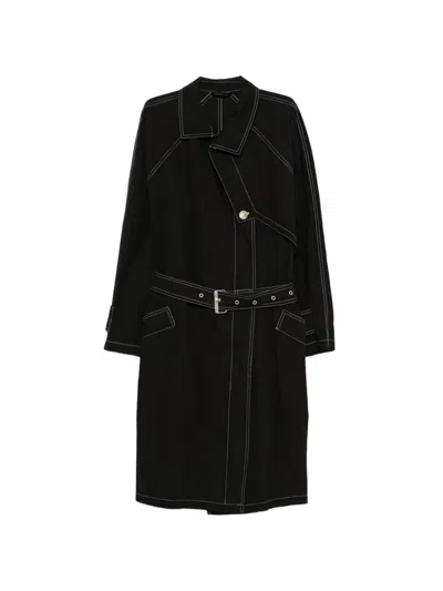 Pre-owned Versace 1980s Contrast-stitch Belted Jacket In Black
