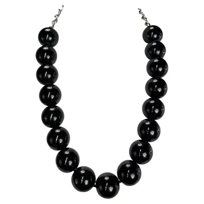 Pre-owned Versace 1980s Gianni  Oversized Black Lacquer Bead Chain Necklace