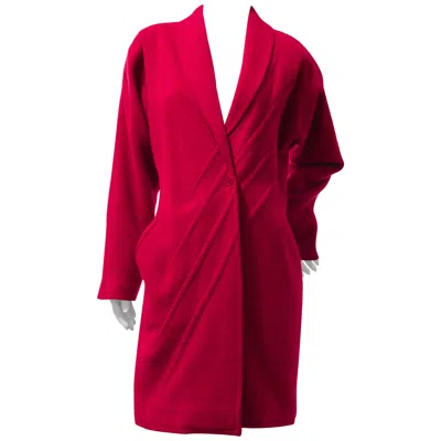 Pre-owned Versace 1980s Gianni  Primary Red Wool Coat W Angular Trapunto Stitching Details