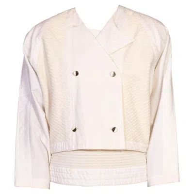 Pre-owned Versace 1980s Gianni  White Cotton Textured Top & Jacket Ensemble