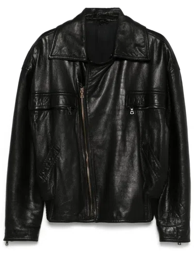 Pre-owned Versace 1980s Leather Jacket In Black