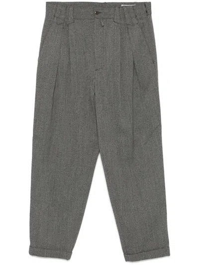 Pre-owned Versace 1980s Mélange-effect Trousers In Grey