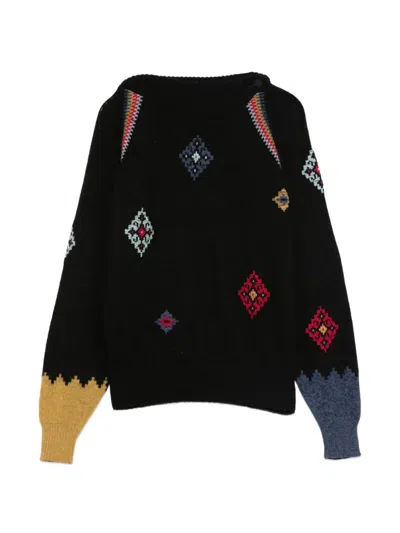 Pre-owned Versace 1980s Patterned Sweater In Black